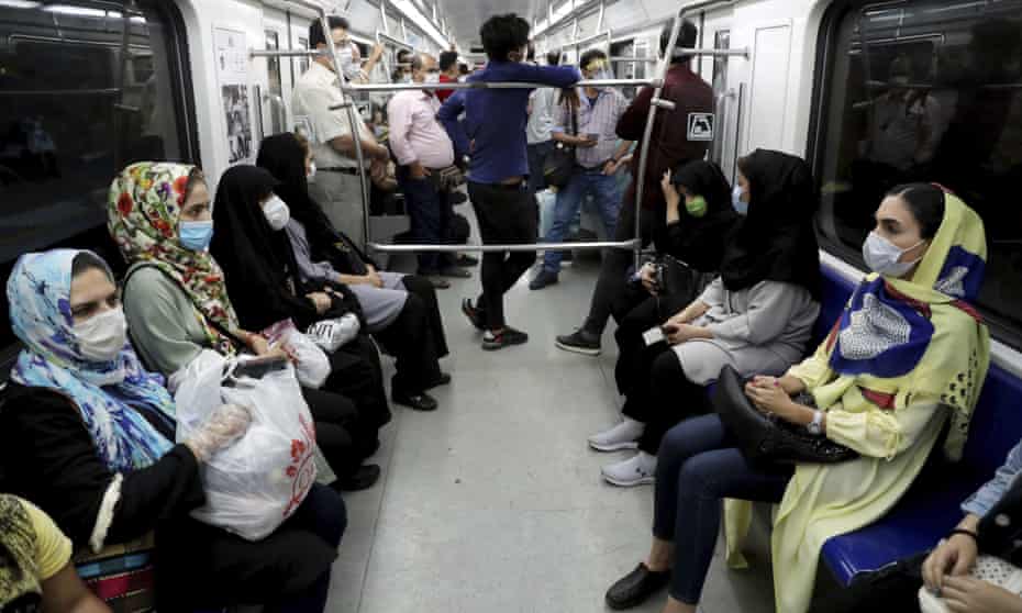 Train passengers in Tehran.