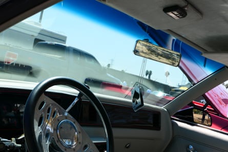 Behind the Wheel - the interior of a 1950s low-rider on Whittier Boulevard