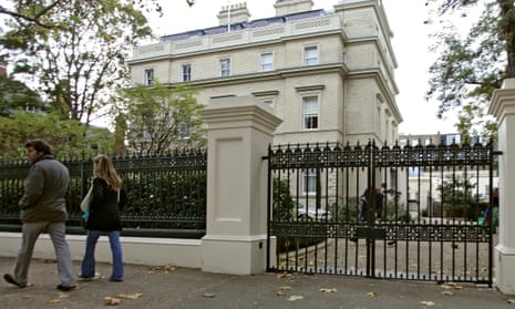 One of the large mansions on the so-called billionaires' row at Kensington Palace Gardens.