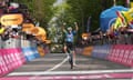 France's Valentin Paret-Peintre celebrates winning the 10th stage at Cusano Mutri.