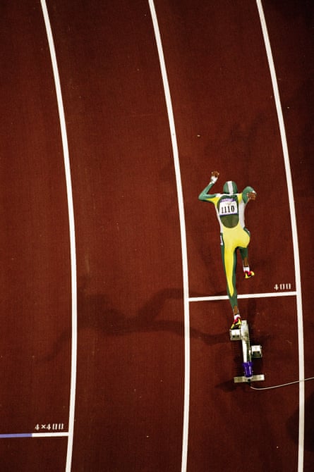 Cathy Freeman of Australia rises out of the blocks at the start of the Women’s 400m Final at the Olympic Stadium on Day 10 of the Sydney 2000 Olympic Games held on September 25, 2000