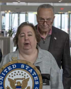Liz Krueger, with senate majority leader Chuck Schumer.
