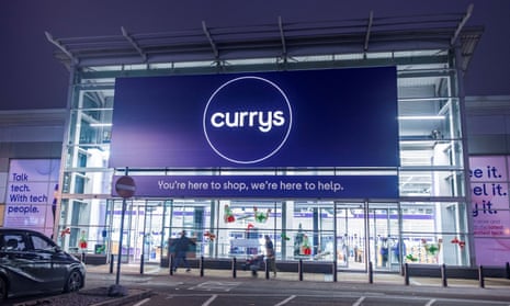 An exterior view of a Currys store in London, Britain