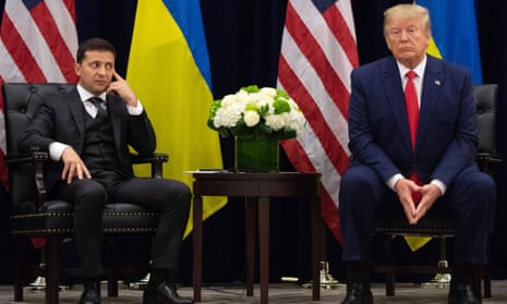 Volodymyr Zelenskiy and Donald Trump during a meeting in New York on the sidelines of the United Nations general assembly. 