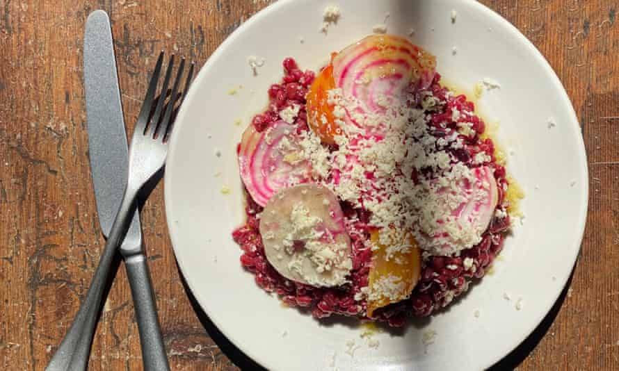 'Jewels swollen from pearl barley': beetroot risotto.
