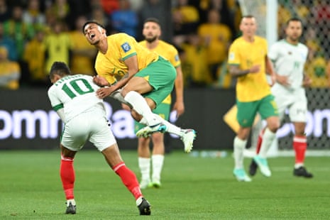 Keanu Baccus is seemingly taken out by Rakib Hossain.