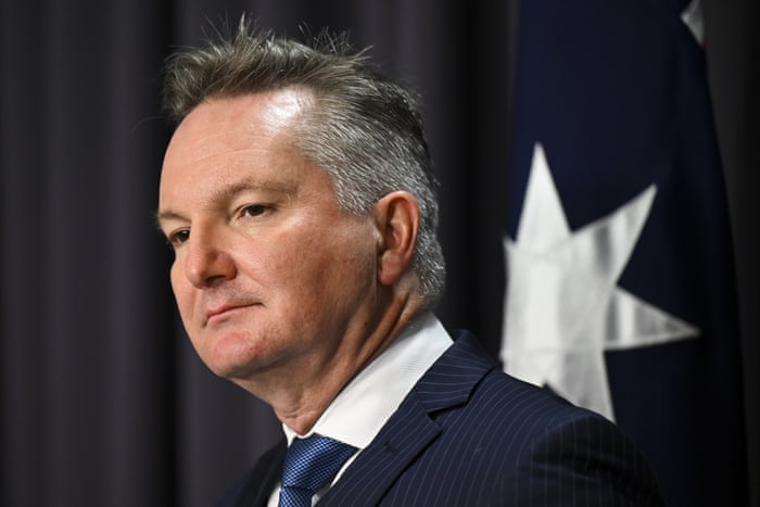 Climate change minister Chris Bowen speaks to the press this morning.