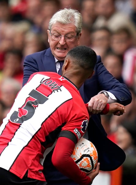 12 August 2023Crystal Palace manager Roy Hodgson clashes with Max Lowe of Sheffield United at Bramall Lane.
