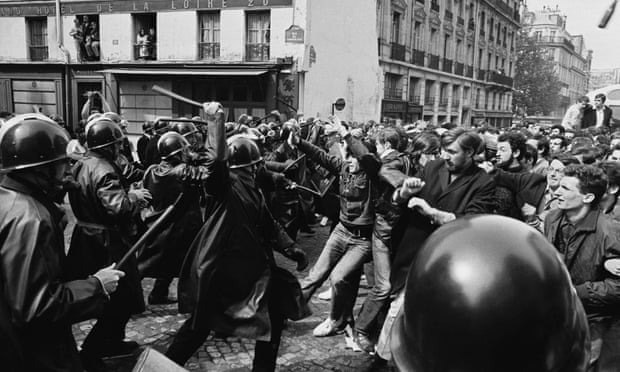 Police and students clash in Paris, in May 1968.