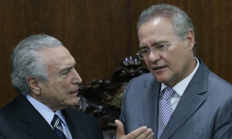 Renan Calheiros talks to Michel Temer, Brazil’s acting president