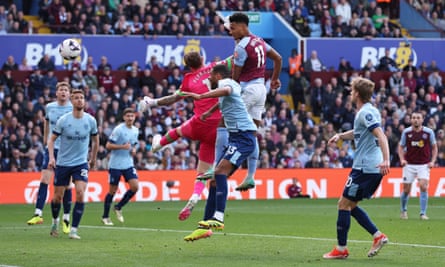 Aston Villa’s Ollie Watkins scores to make it 3-3.