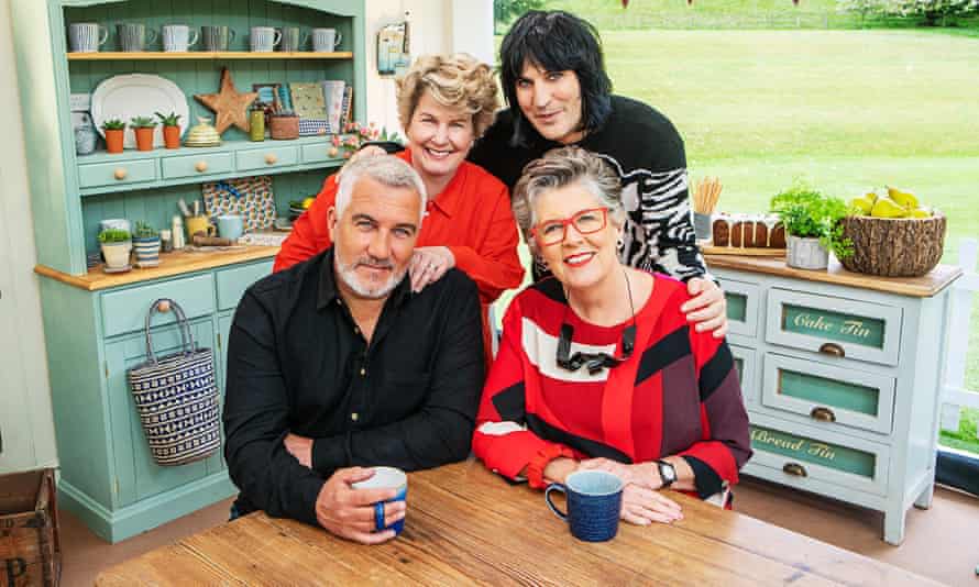 Leith with Sandi Toksvig, Noel Fielding and Paul Hollywood in The Great British Bake Off.