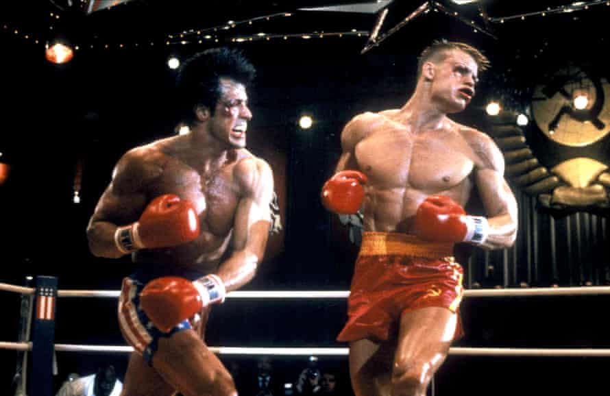 Sylvester Stallone and Dolph Lundgren in Rocky IV