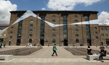 Art factory … the Granary Building, made into a temporary artwork by Swiss artist Felice Varini last year.