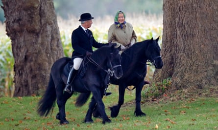 Queen Elizabeth II, accompanied by her stud groom Terry Pendry at Windsor Castle in 2008.