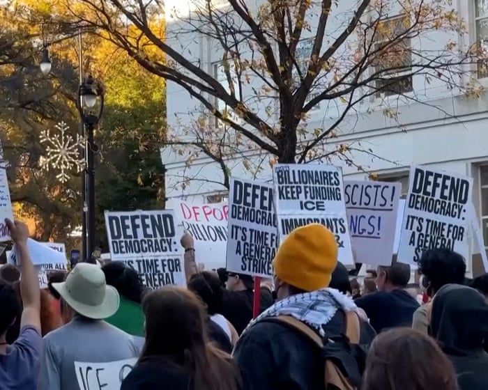 Protests as federal authorities arrest 81 in North Carolina immigration raids – video