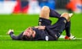 Ben Chilwell of England on the ground during the friendly against Belgium