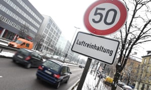 Cars drive along Landshuter Allee in Munich, one of the streets in Germany with the highest measured levels of nitrogen oxides.