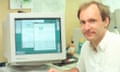 World wide web inventor Tim Berners-Lee beside a work station in the early 1990s