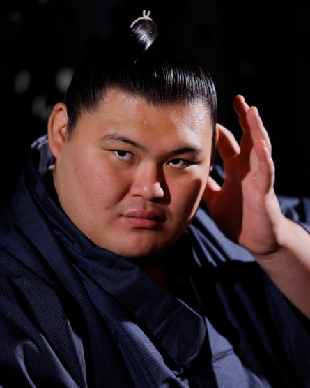 Onosato, one of two current yokozuna, the highest level of sumo wrestler, during a visit to the top of the Royal Albert Hall.