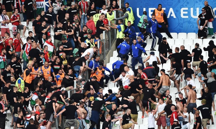 Hungary Fans Fight With Stewards Before Iceland Game At Euro 16 Football Violence The Guardian Hungary Fans Fight With Stewards Before Iceland Game At Euro 16 Football Violence The Guardian