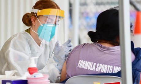 A Dubbo resident receives a dose of a Covid-19 vaccine