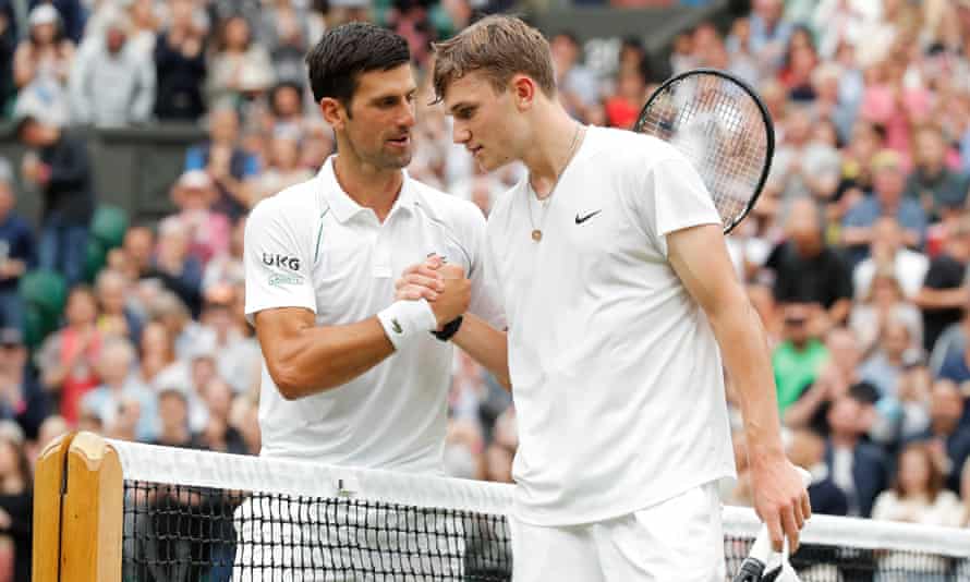 Novak Djokovic consoles Jack Draper after the teenager’s defeat.