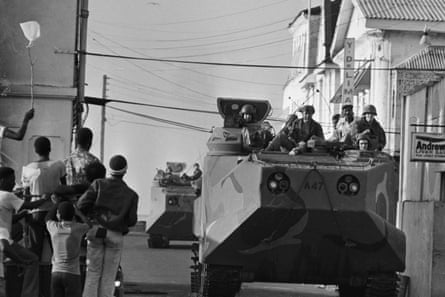 An armored tank on the streets