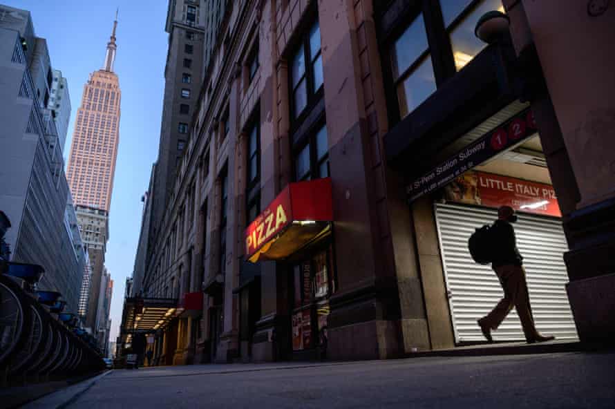 A shuttered pizza place near the Empire State Building in Manhattan.