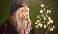 Detail of a painting of Professor Dumbledore by Jim Kay, part of the British Library’s Harry Potter: A History of Magic exhibition.