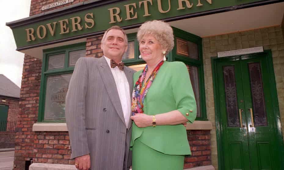 Jack Duckworth (Bill Tarmey) and Vera Duckworth )Liz Dawn) outside the Rovers Return: ‘They bickered incessantly but it worked for them like the blades of a pair of scissors.’