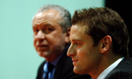 Ready to rap or dance ... Simon Ambrose with, right, Lord Sugar.