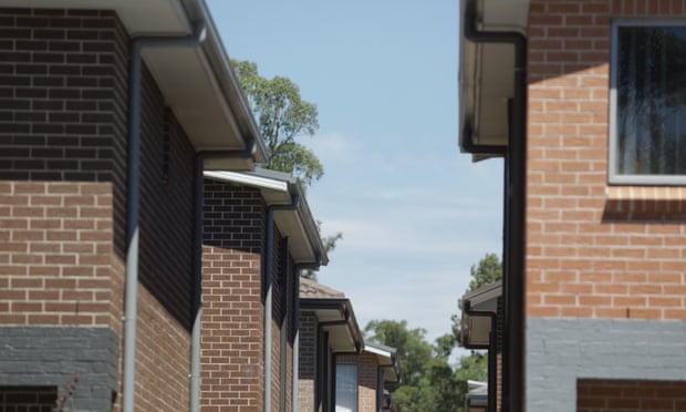 A row of townhouses in a small housing estate in western Sydney