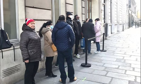 Ukranians applying for UK visas in Paris.