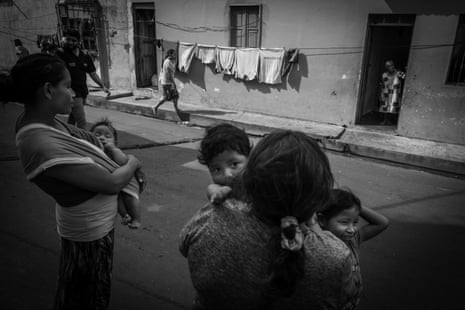 Women and children on the street.
