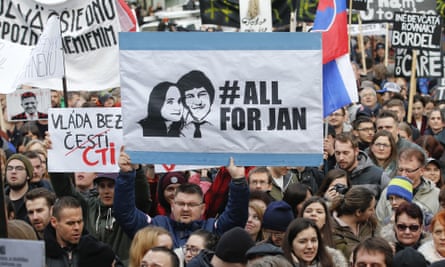 People celebrate the resignation of Fico and his government amid a crisis triggered by the murders of investigative journalist Ján Kuciak and his fiance in 2018.