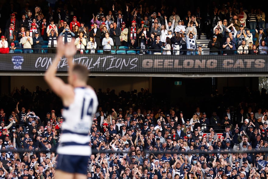 Selwood soaks up the support from Cats fans at the MCG.
