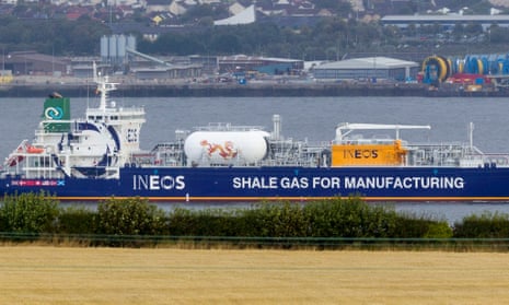 An Ineos tanker sailing on the Firth of Forth before docking at Grangemouth, ahead of the first ever shipment of shale gas from America in 2016.