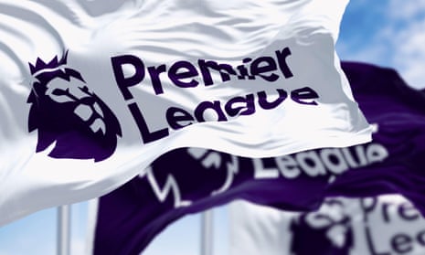 Three Premier League flags waving in the wind