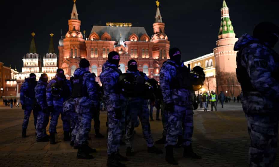 Police officers in Moscow's Manezhnaya Square.