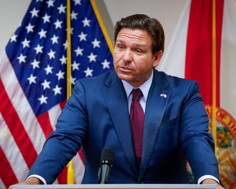 Florida governor Ron DeSantis at a press conference in Tampa on Wednesday.