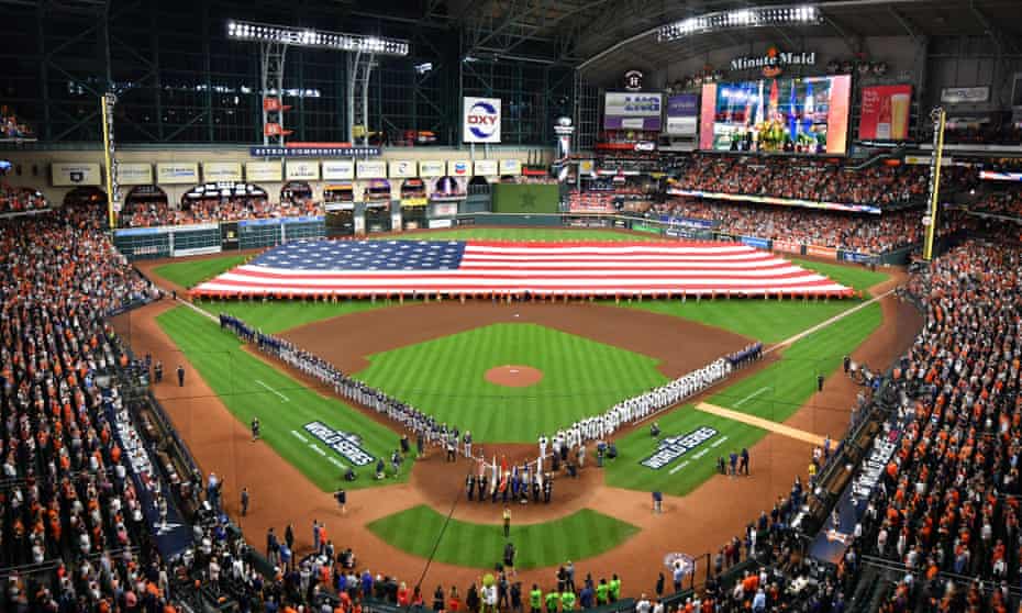 The start of game one of the MLB World Series between the Houston Astros and the Atlanta Braves in Houston, Texas on 26 October 2021. 