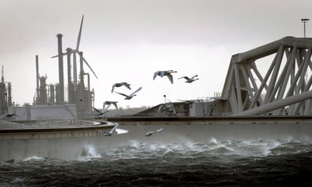 The Maeslant surge barrier in Rotterdam.
