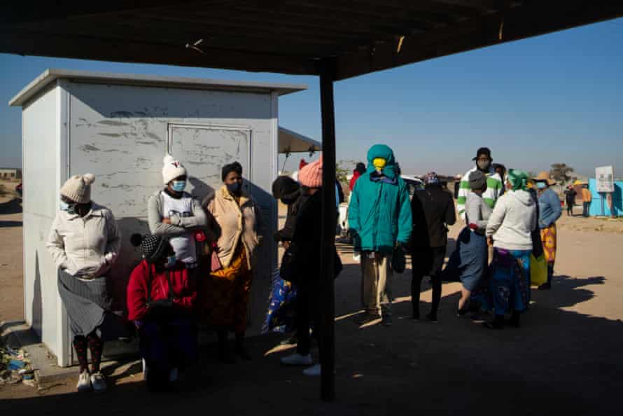 People in Bulawayo, Zimbabwe’s second-largest city and main industrial centre, wait to receive vaccines.