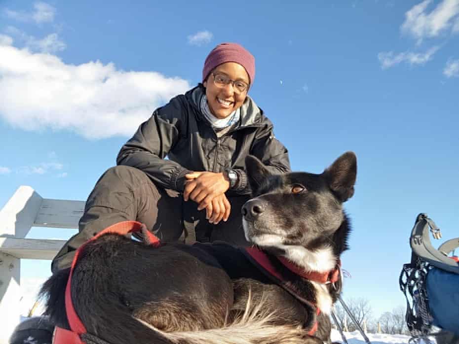 Emily Ford, 28, on the Ice Age trail with Diggins, her Alaskan husky.