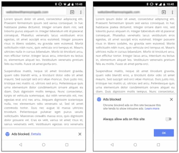 Google Turns On Default Adblocker Within Chrome Technology The Guardian