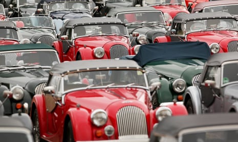 Morgan vehicles at a classic car festival in Cheltenham