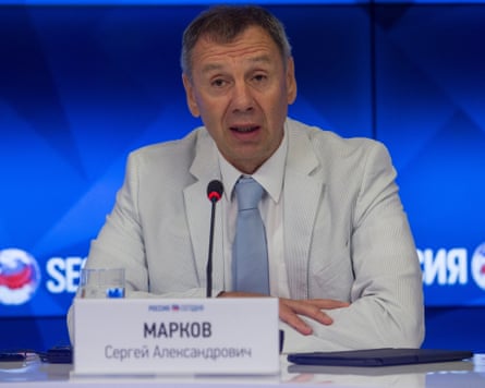 Sergei Markov speaking on a panel