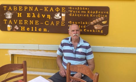 Panagiotis Vahaviolos outside his restaurant in Mystras