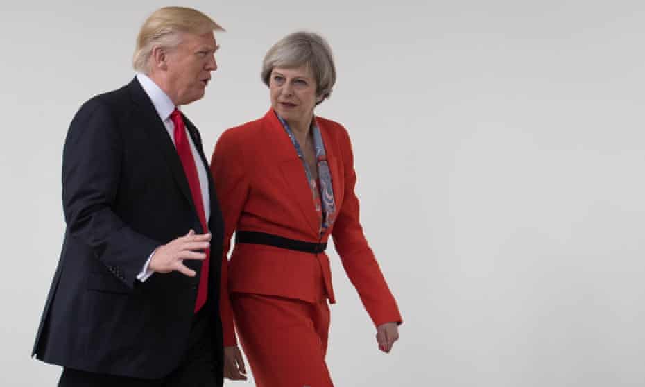 Theresa May with Donald Trump.